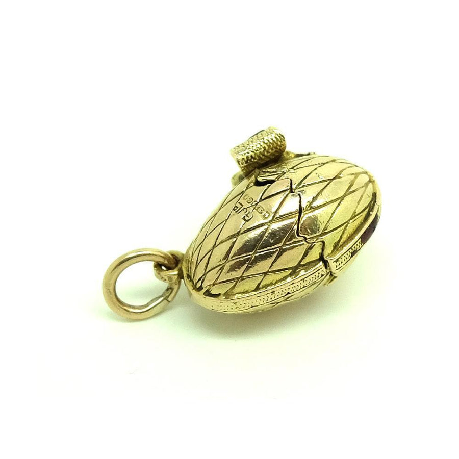 Vintage 1942 George Jensen 9ct Yellow Gold Egg Charm Necklace