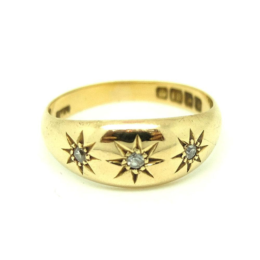 Vintage 1940s Diamond Star & 18ct Yellow Gold Gypsy Ring