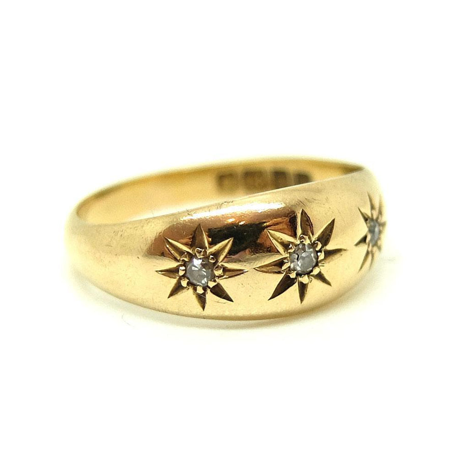 Vintage 1940s Diamond Star & 18ct Yellow Gold Gypsy Ring