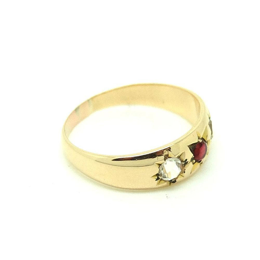 Vintage 1940s Ruby & Diamond Paste Stone 9ct Rose Gold Ring