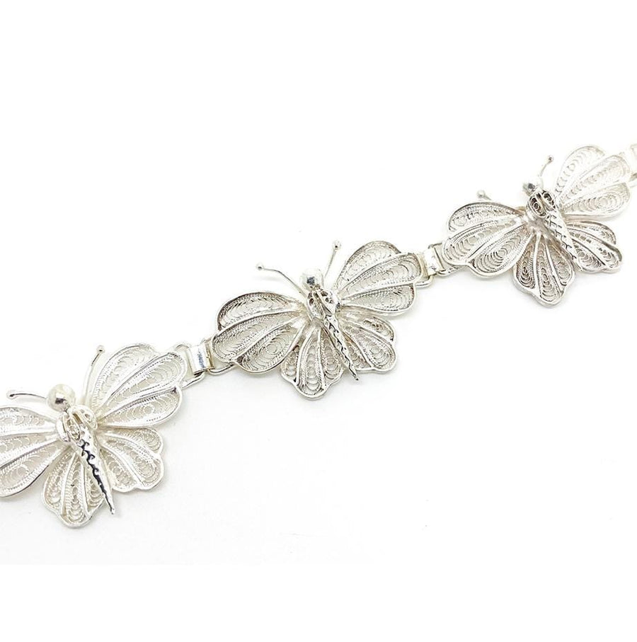 1950s Bracelet Reserved - Vintage 1950s Silver Filigree Butterfly Bracelet