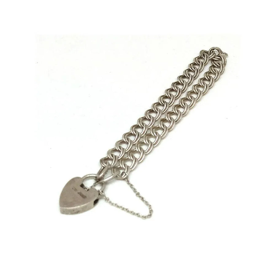 Vintage 1950's Heart Chain Silver Bracelet - Mayveda Jewelry