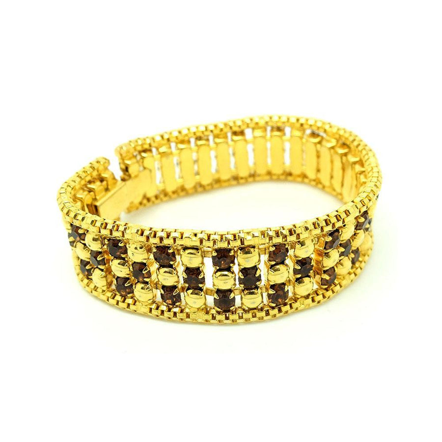 Vintage 1950s Gold Tone Diamante Bracelet