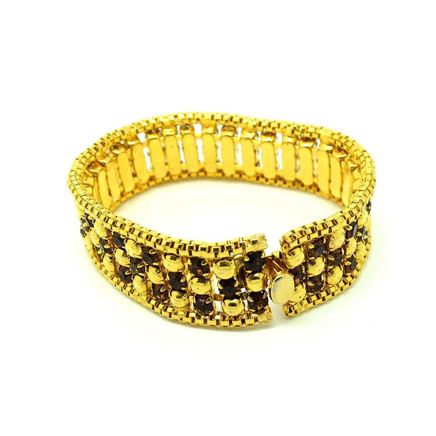 Vintage 1950s Gold Tone Diamante Bracelet