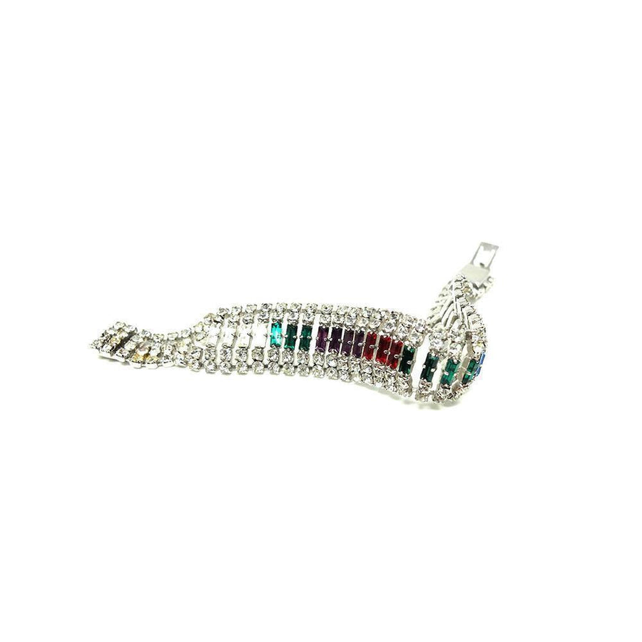 Vintage 1950s Multicoloured Diamante Bracelet