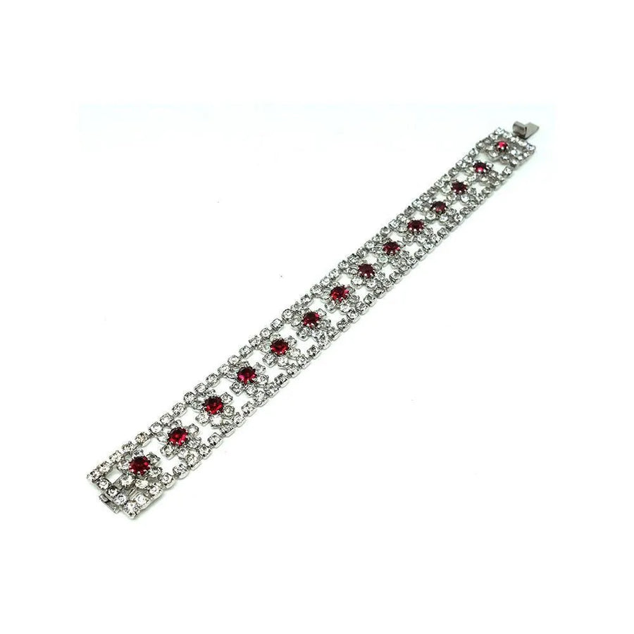 Vintage 1950s Ruby Red Diamante Bracelet - Mayveda Jewelry