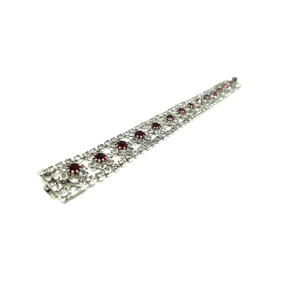 Vintage 1950s Ruby Red Diamante Bracelet - Mayveda Jewelry