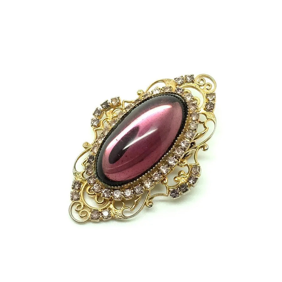 Vintage 1950's Amethyst Glass Brooch - Mayveda Jewelry