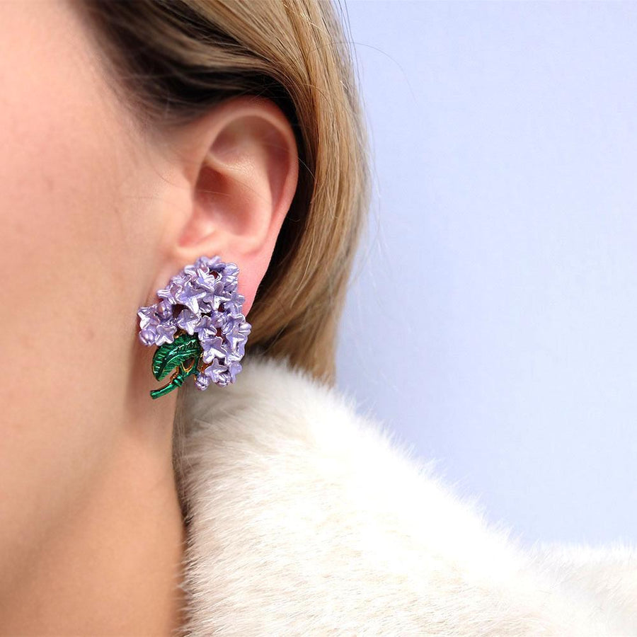Vintage 1950's Love Lilac Flower Earrings & Brooch