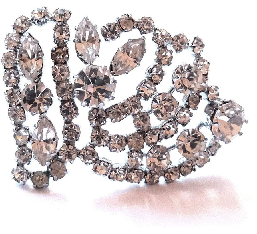 Vintage 1950s Diamante Swirl Brooch
