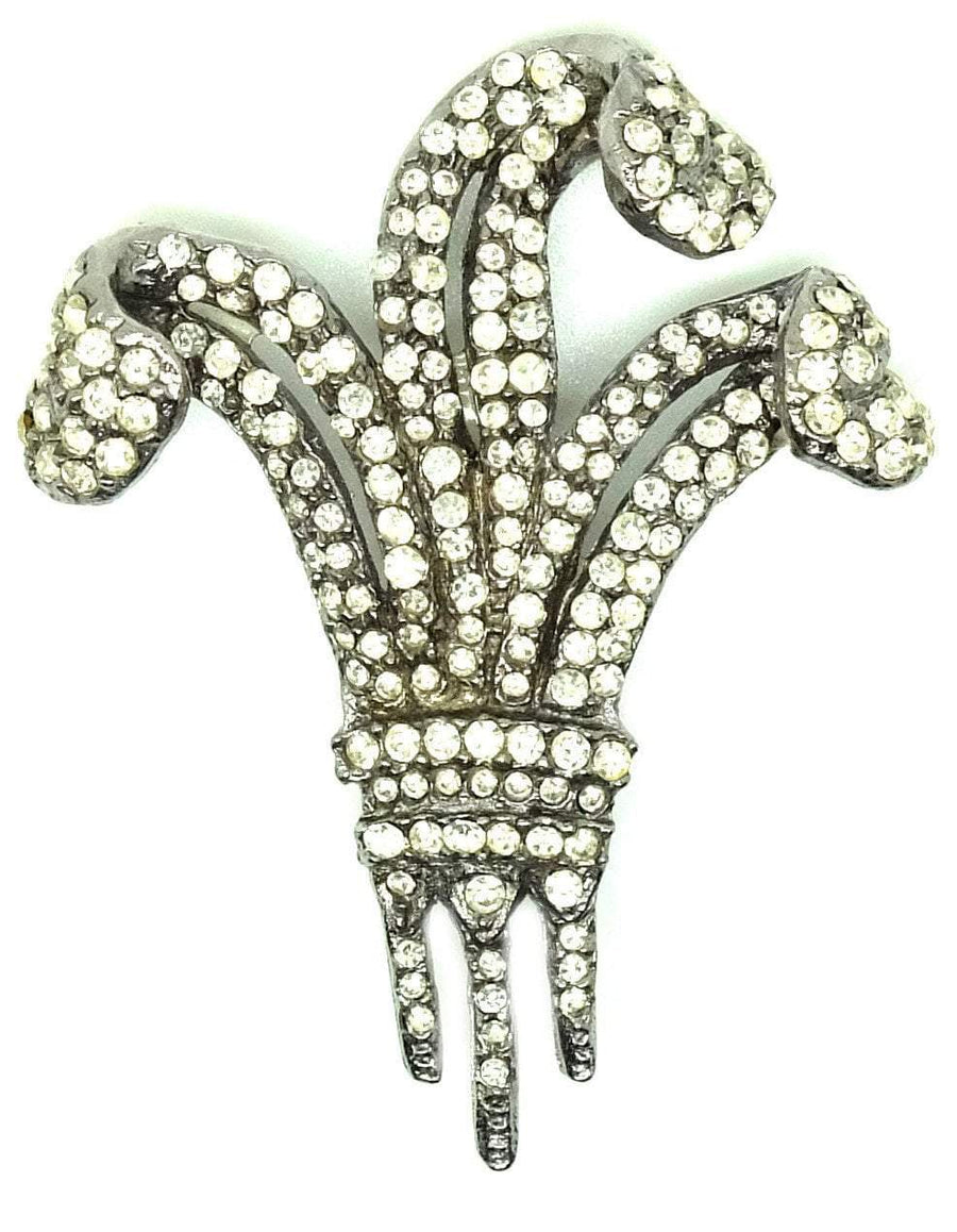 Vintage 1950s Fleur-de-lis Diamante Brooch