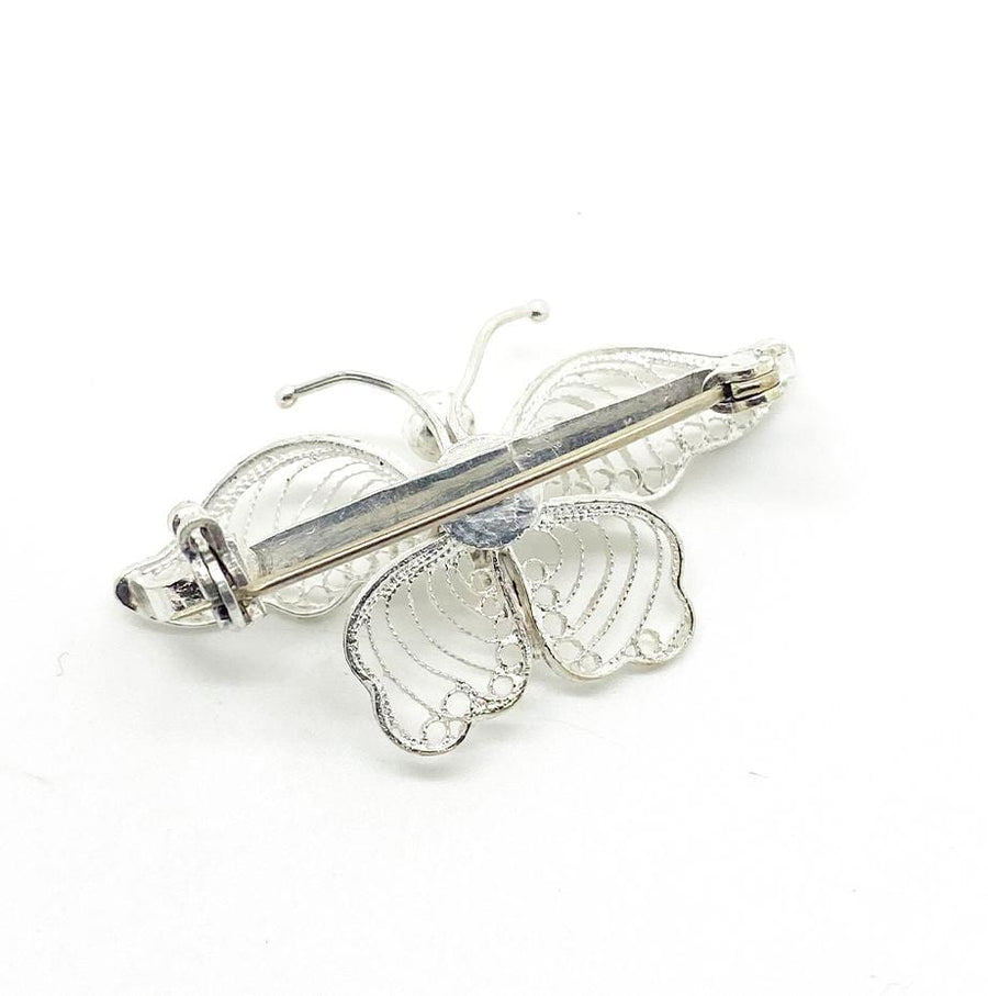 1950s Brooch Vintage 1950s Silver Filigree Butterfly Brooch