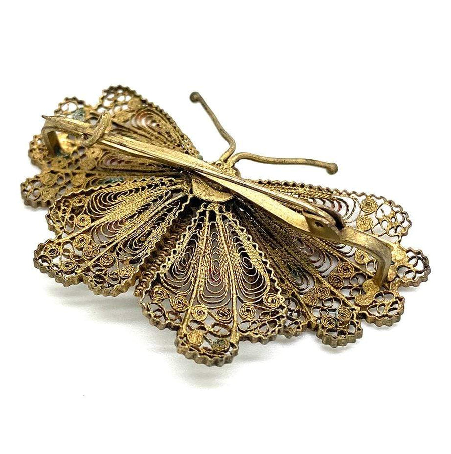1950s Brooch Vintage 1950s Silver Filigree Butterfly / Moth Brooch