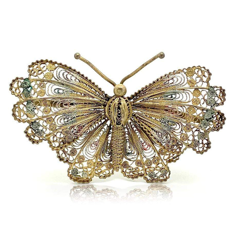 1950s Brooch Vintage 1950s Silver Filigree Butterfly / Moth Brooch