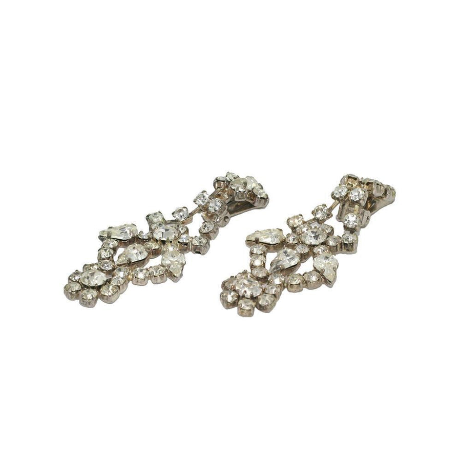 Vintage 1950's Diamante Chandelier Clip Earrings
