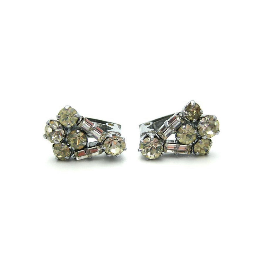 Vintage 1950's Diamante Fan Clip Earrings
