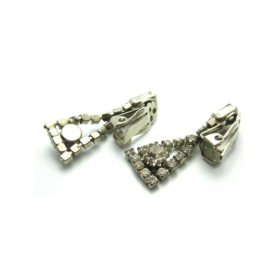Vintage 1950's Diamante Flared Drop Earrings