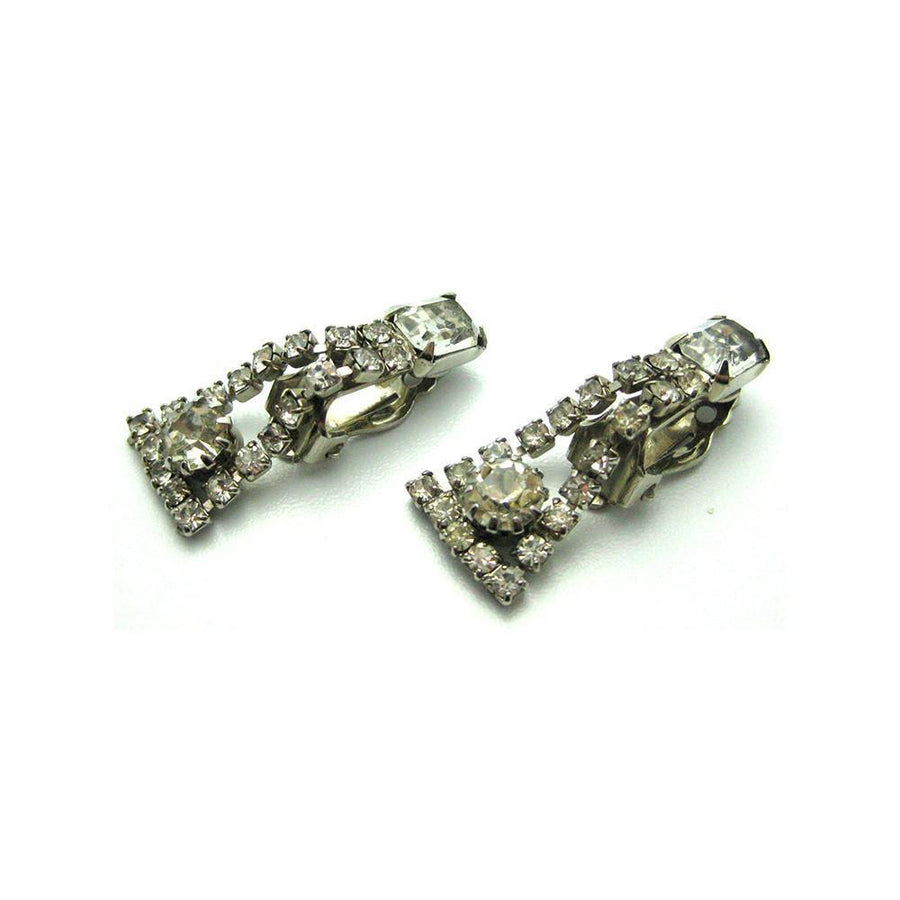 Vintage 1950's Diamante Flared Drop Earrings