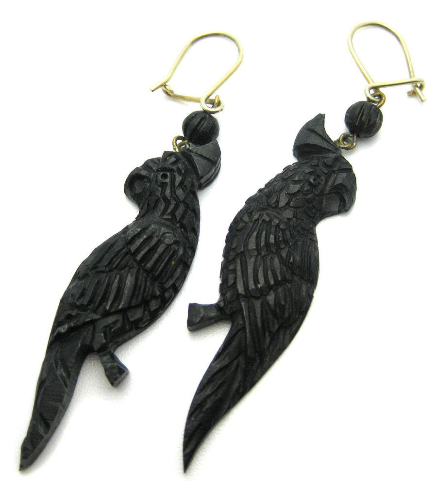 Vintage 1950s Black Parrot Earrings