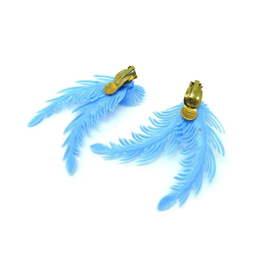 Vintage 1950s Blue Spray Flower Earrings