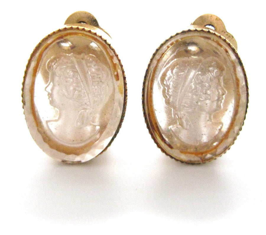Vintage 1950s Cameo Clip Earrings