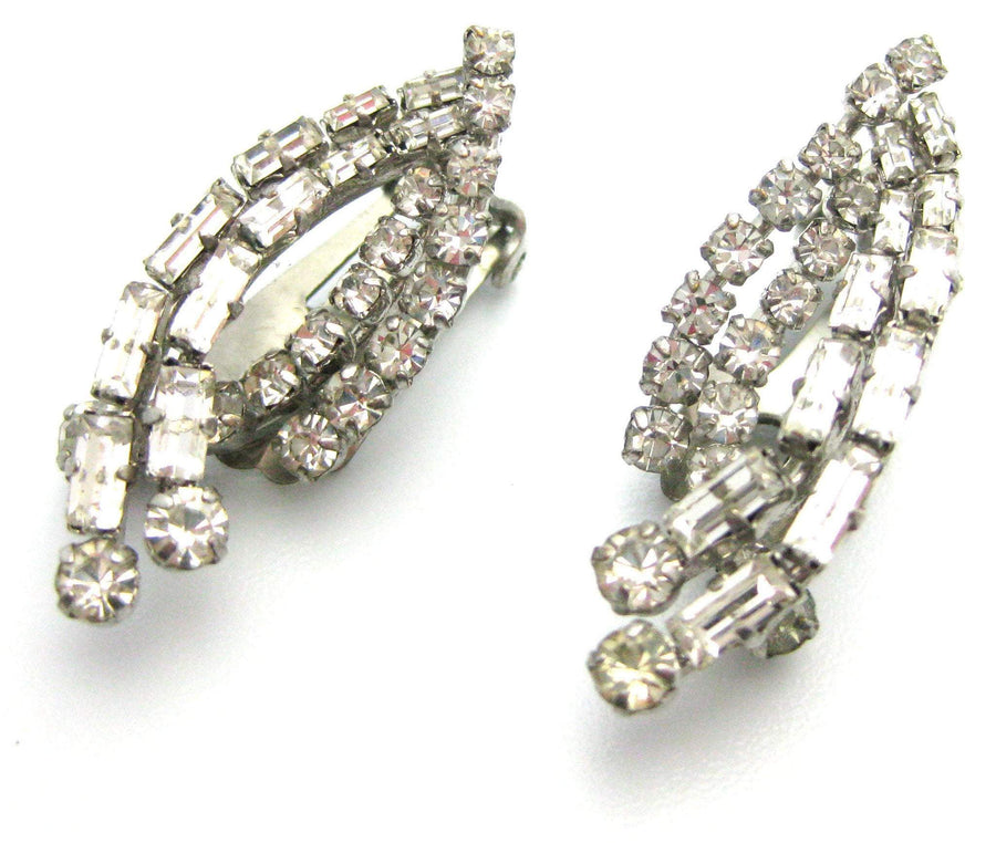 Vintage 1950s Clip Diamante earrings