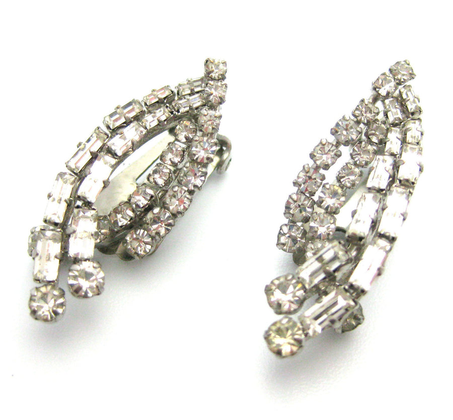 Vintage 1950s Clip Diamante earrings