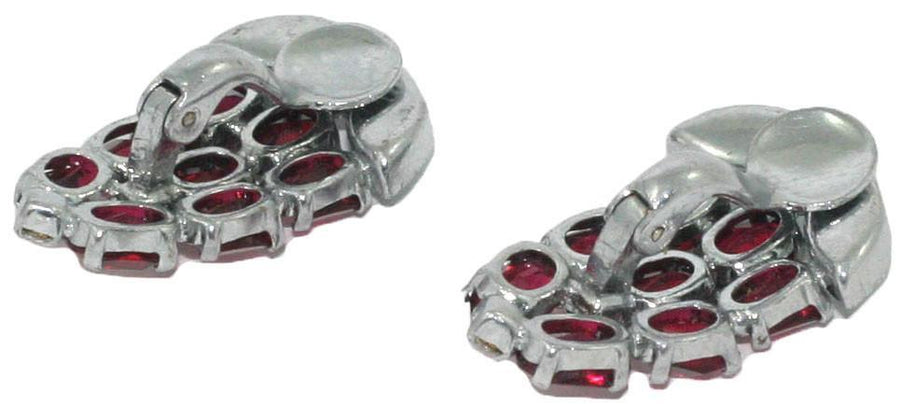Vintage 1950s Diamante Cherry Clip Earrings