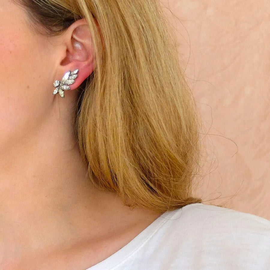 Vintage 1950s Diamante Clip on Earrings - Mayveda Jewelry