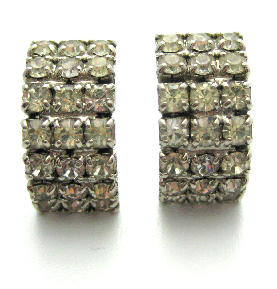 Vintage 1950s Diamante Hoop Earrings