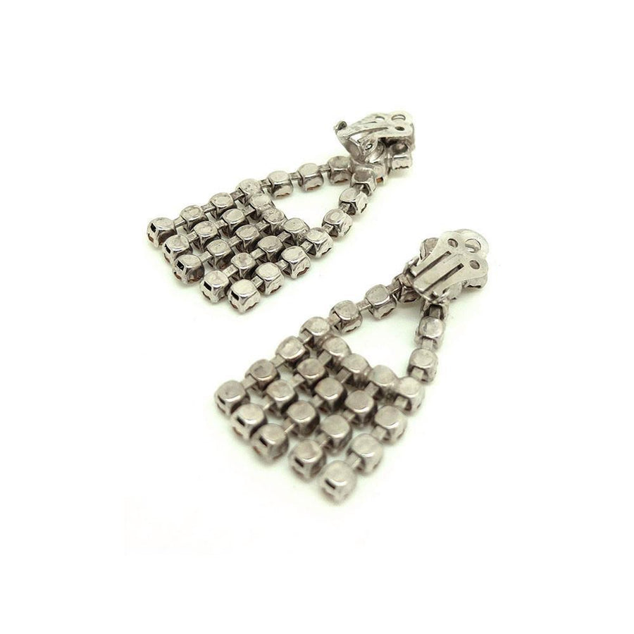 Vintage 1950s Diamante Rhinestone Chandelier Clip Earrings