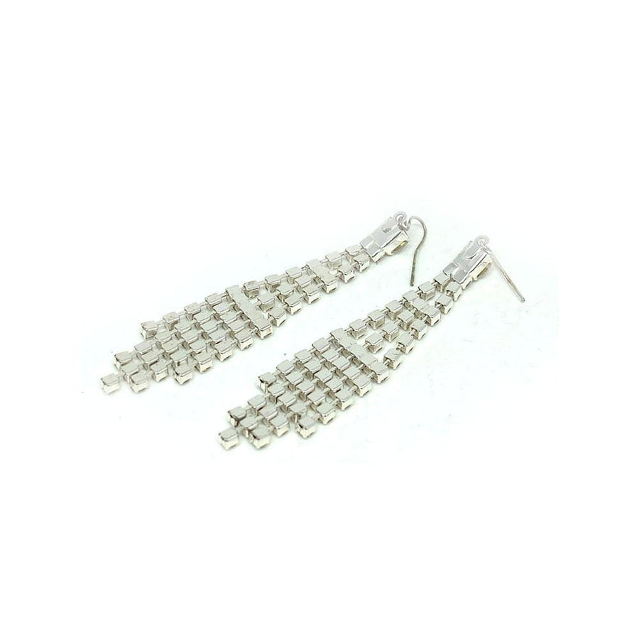 Vintage 1950s Diamante Rhinestone Chandelier Wire Earrings