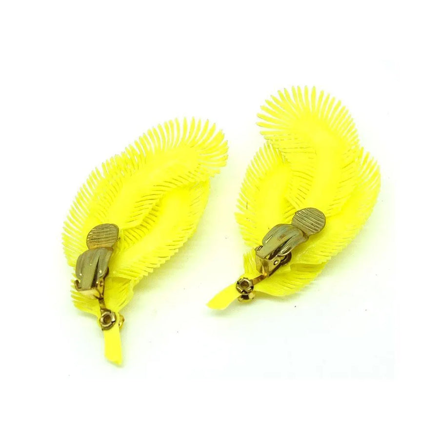 Vintage 1950s Lemon Yellow Clip on Earrings - Mayveda Jewelry