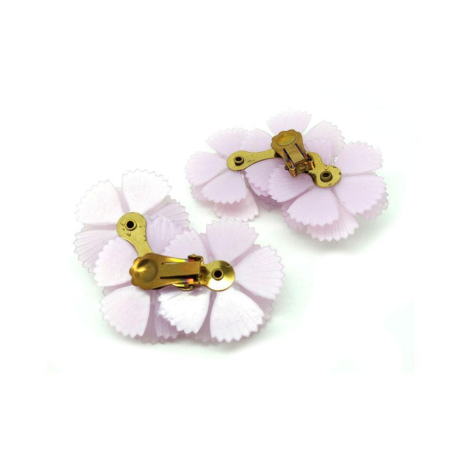 Vintage 1950s Lilac Flower Clip Earrings