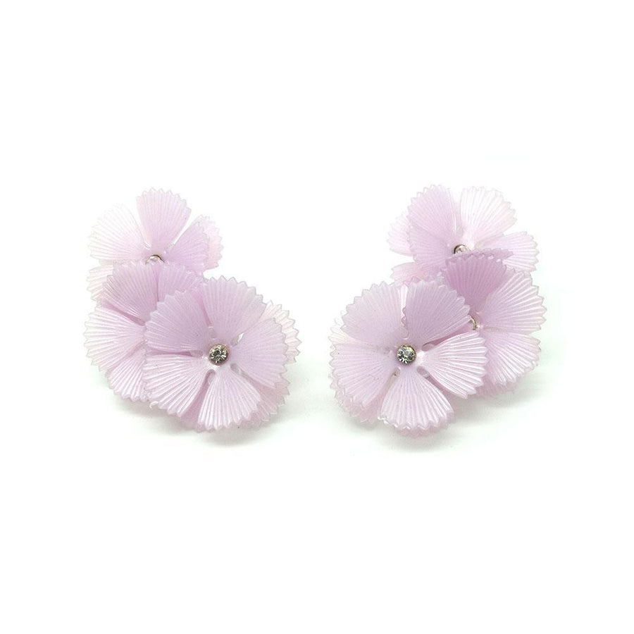 Vintage 1950s Lilac Flower Clip Earrings