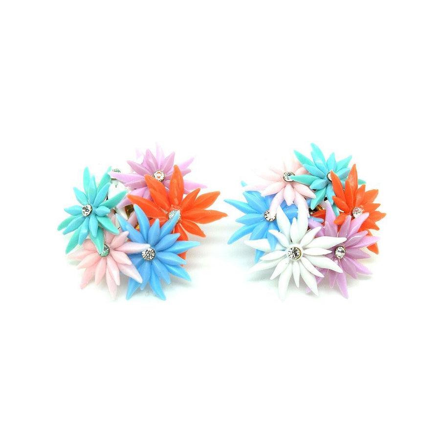 Vintage 1950s Multicloured Flower Earrings