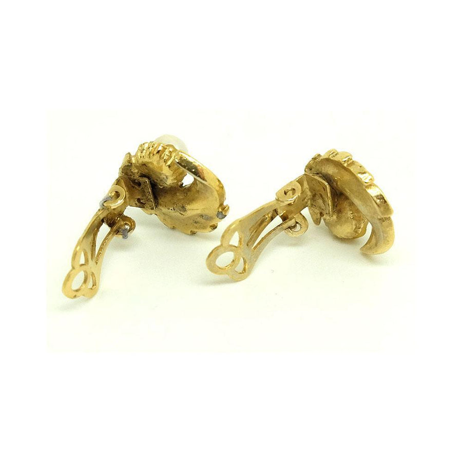 Vintage 1950s Pearl 18ct Gold Plated Clip Earrings