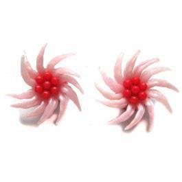 Vintage 1950s Pink Flower Clip Earrings