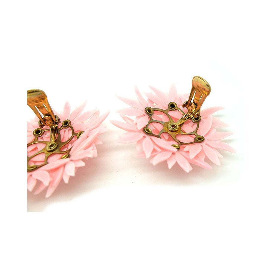 Vintage 1950s Pink Flower Earrings