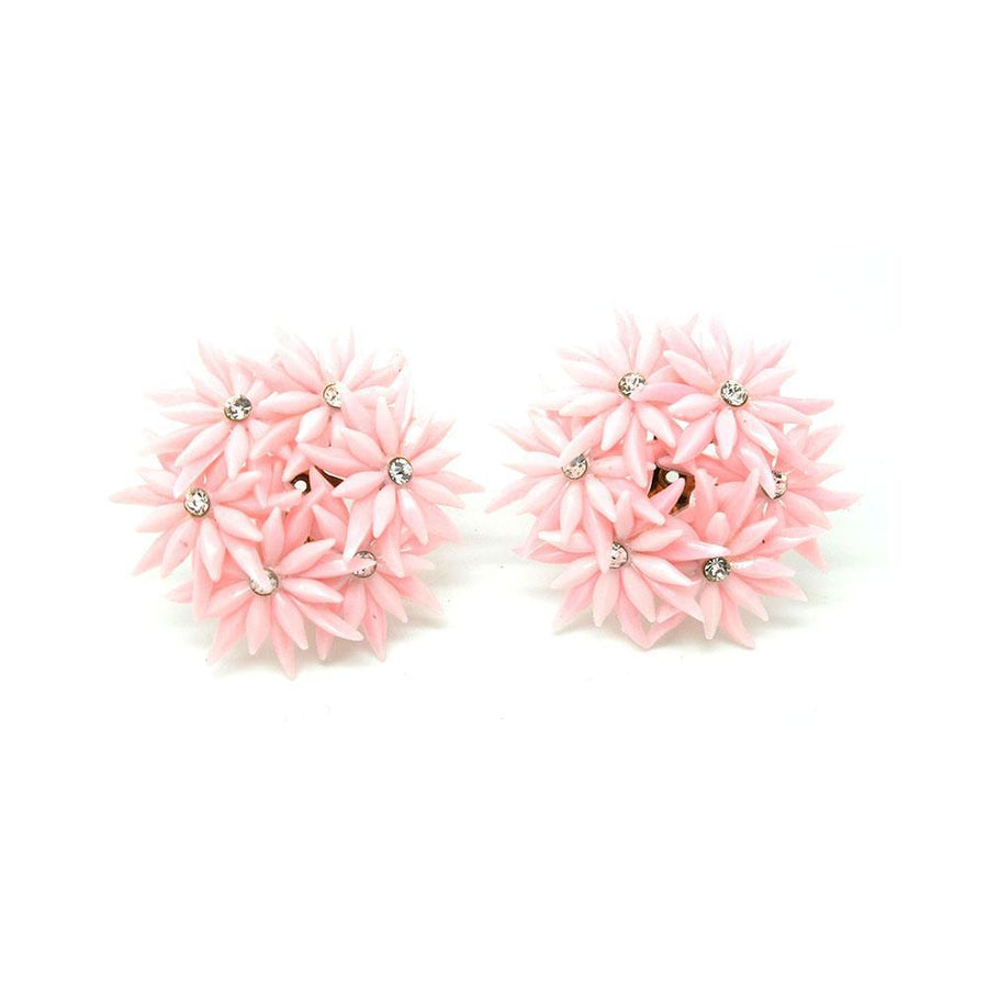 Vintage 1950s Pink Flower Earrings