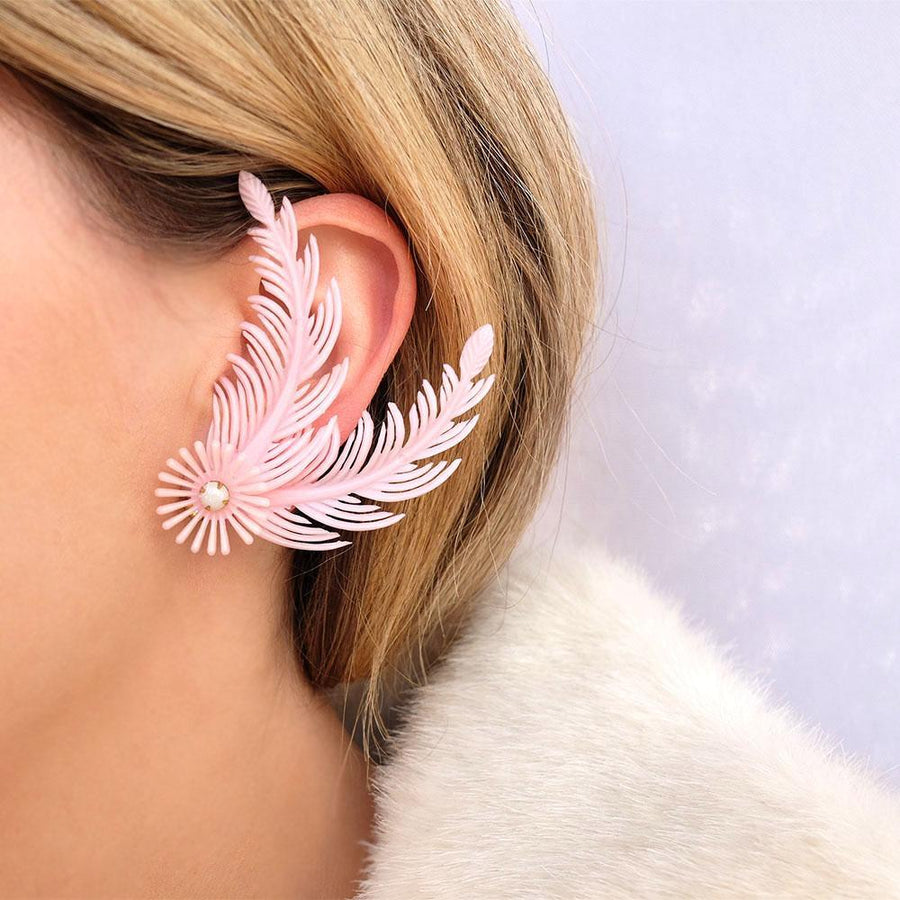 Vintage 1950s Pink Spray Flower Earrings