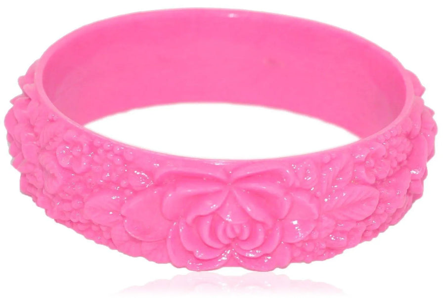 Vintage 1950s Pink Flower Bangle