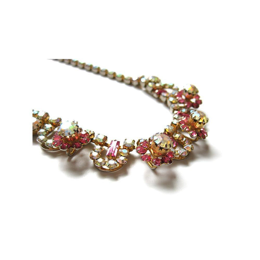 Vintage 1950's Aurora Borealis Flower Necklace