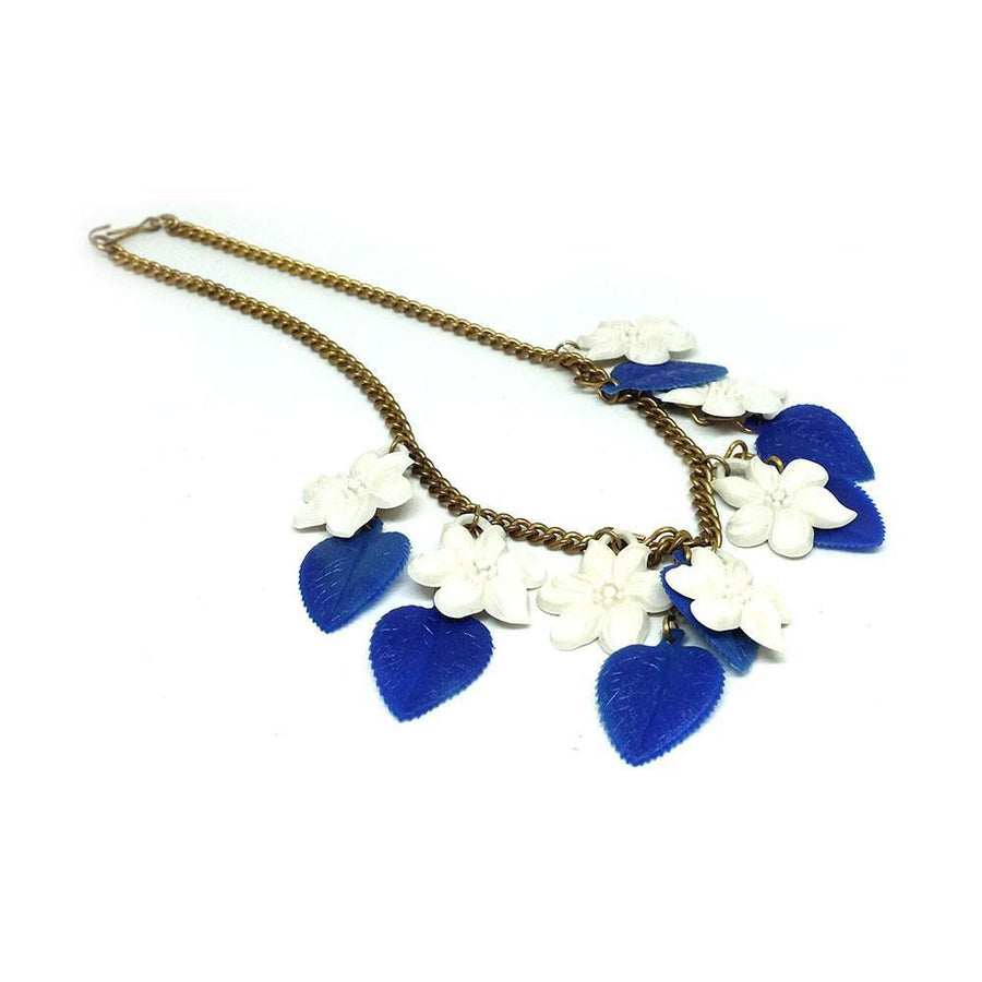 Vintage 1950's Blue & White Flower Necklace