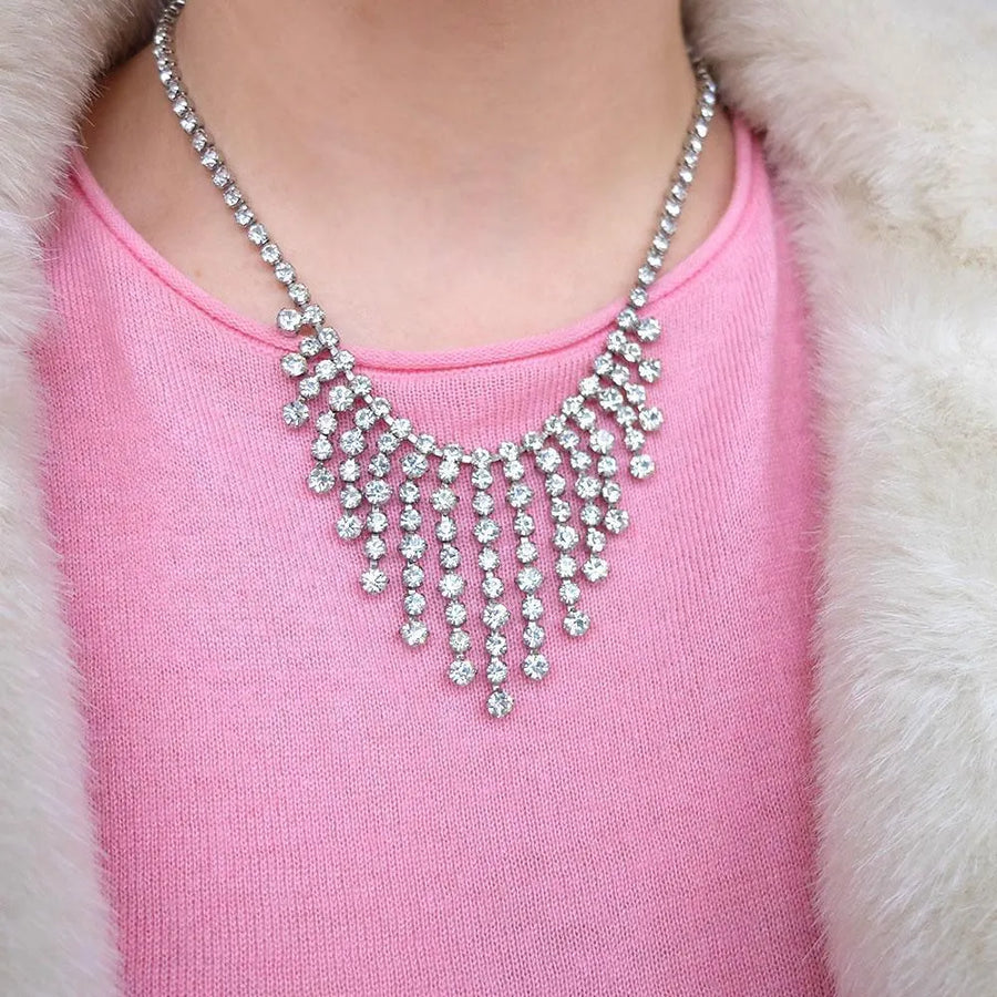 Vintage 1950's Diamante Drop Necklace - Mayveda Jewelry
