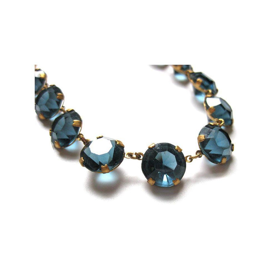 Vintage 1950's Midnight Blue Glass Necklace
