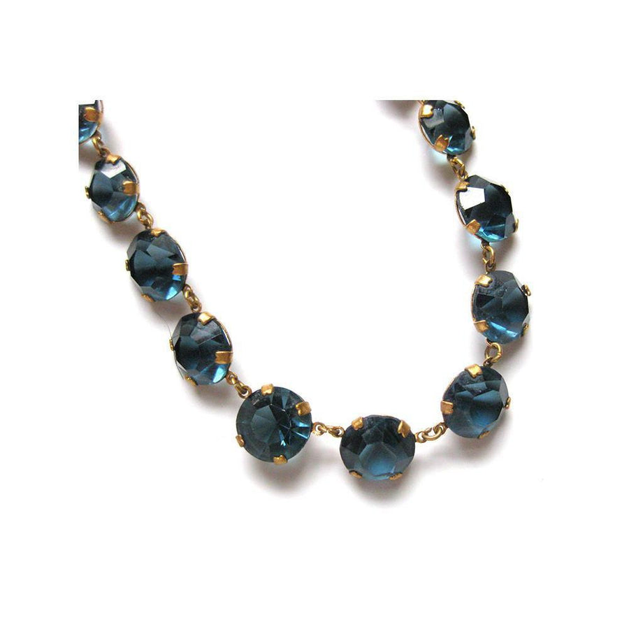 Vintage 1950's Midnight Blue Glass Necklace
