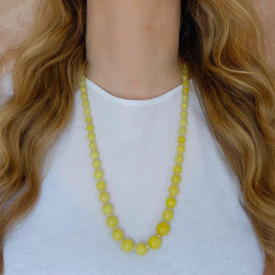 Vintage 1950's Yellow Glass Necklace