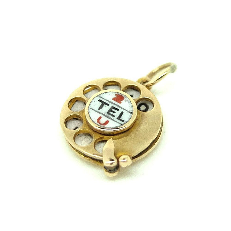 Vintage 1950s '2 Tel U, I Love You' 9ct Gold Charm Necklace