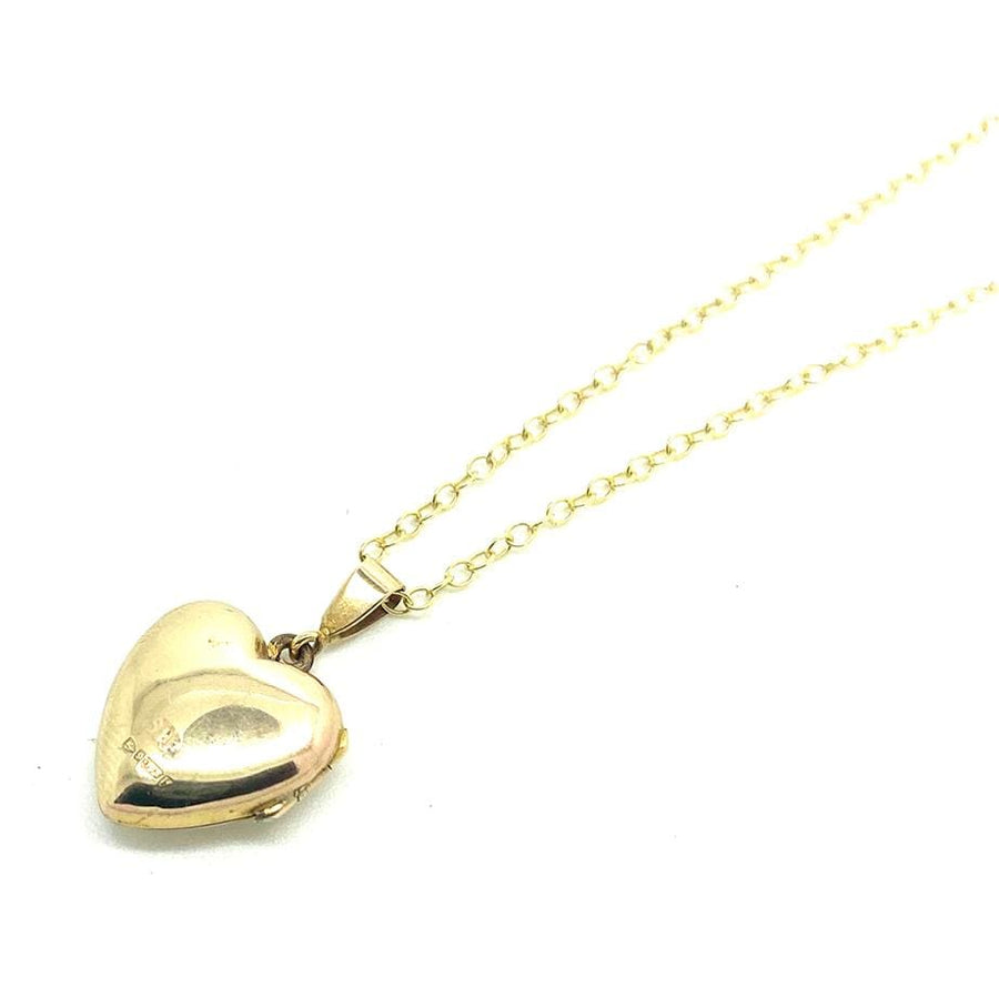Vintage 1950s 9ct Gold tiny Heart Locket Necklace
